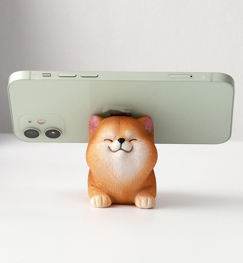 柴犬 スマホスタンド スマホホルダー かわいい 犬 置物 フィギュア 卓上 スマートフォンスタンド iPhone Android 対応 樹脂製 オブジェ ギフト プレゼント デスク飾り 癒し 雑貨 Aタイプ Bタイプ Cタイプ 手作り インテリア おしゃれ かわいい しばいぬ [2]