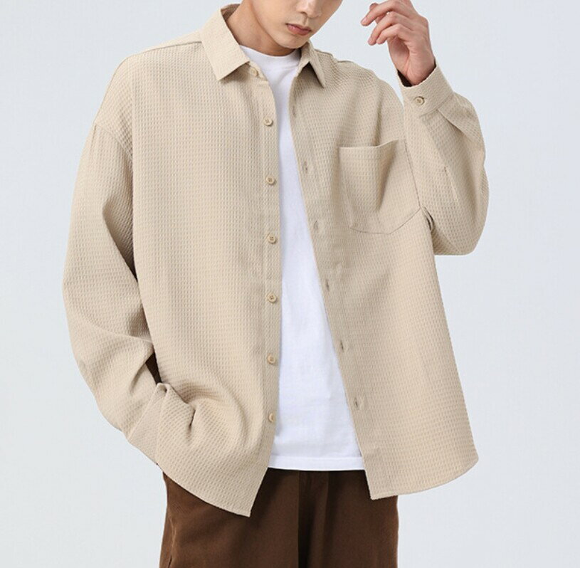 樂天商城 - シャツ 長袖 無地 ゆったり 快適 メンズ ファッション ibq019