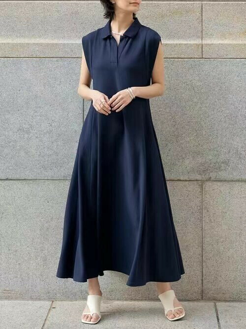 樂天商城 - ワンピース ノースリーブ 無地 ゆったり 快適 レディース ファッション ibq035