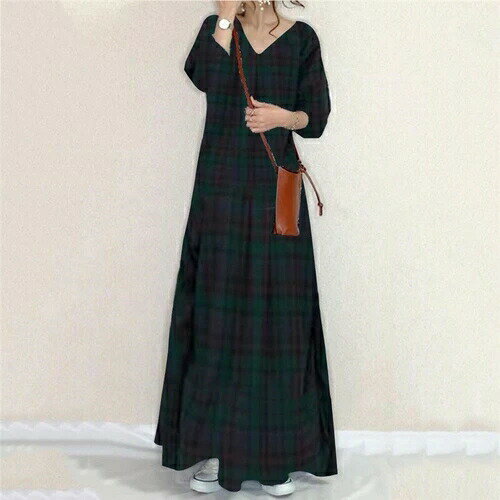 NEW レディース 春秋 Vネック 長袖 ワンピース bbq080