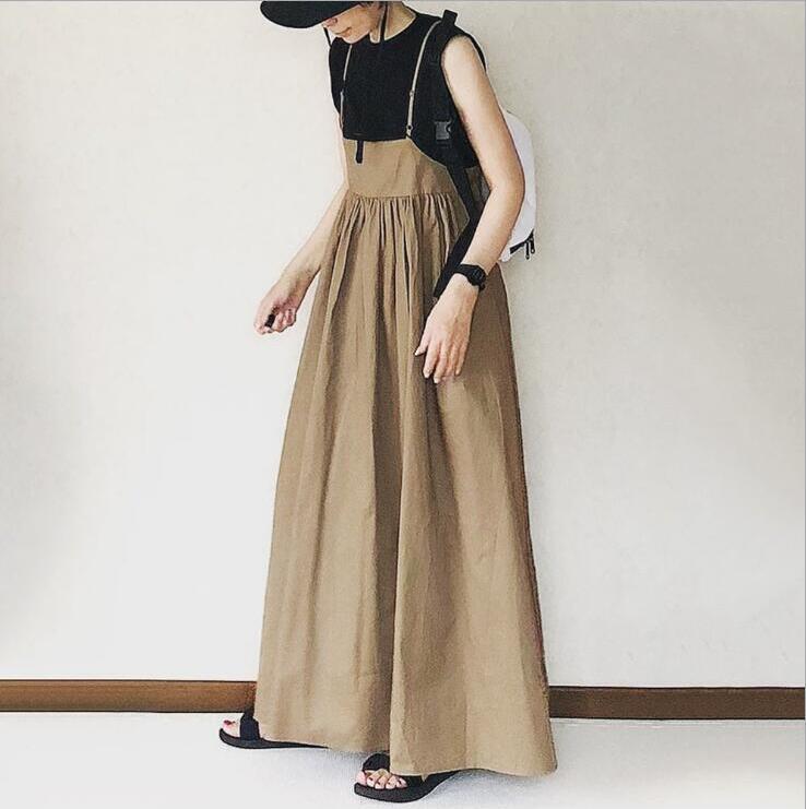 NEW レディース ゆったり サスペンダースカート ロングワンピース bbq113