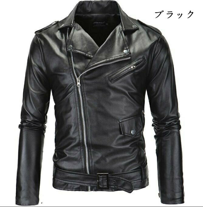 Rakuten - ジャケット メンズ 新品 革ジャン スリム 折り襟 紳士 ブルゾン バイクウェア 防風防寒 カジュアル bbq129