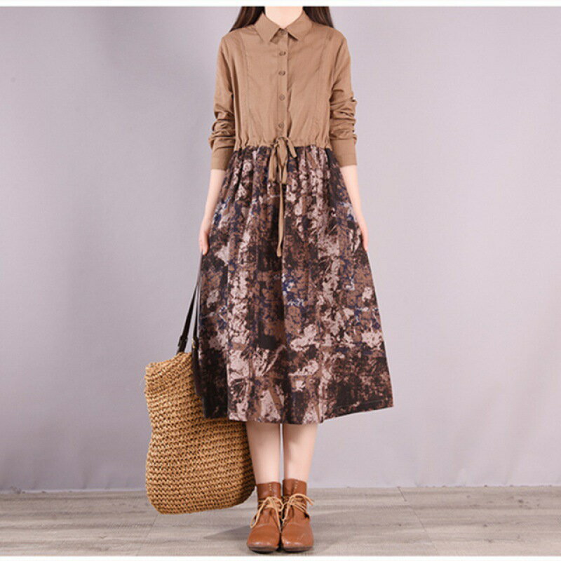 樂天商城 - NEW レディース プリント 長袖 ワンピース bbq196