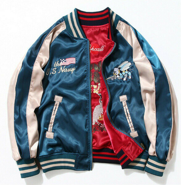 樂天商城 - NEW ジャンバー メンズ ジャケット 両面着 和柄 刺繍 新品 蜜蜂　鶴　ブルゾン 大きいサイズあり おしゃれ 春秋 bbq415