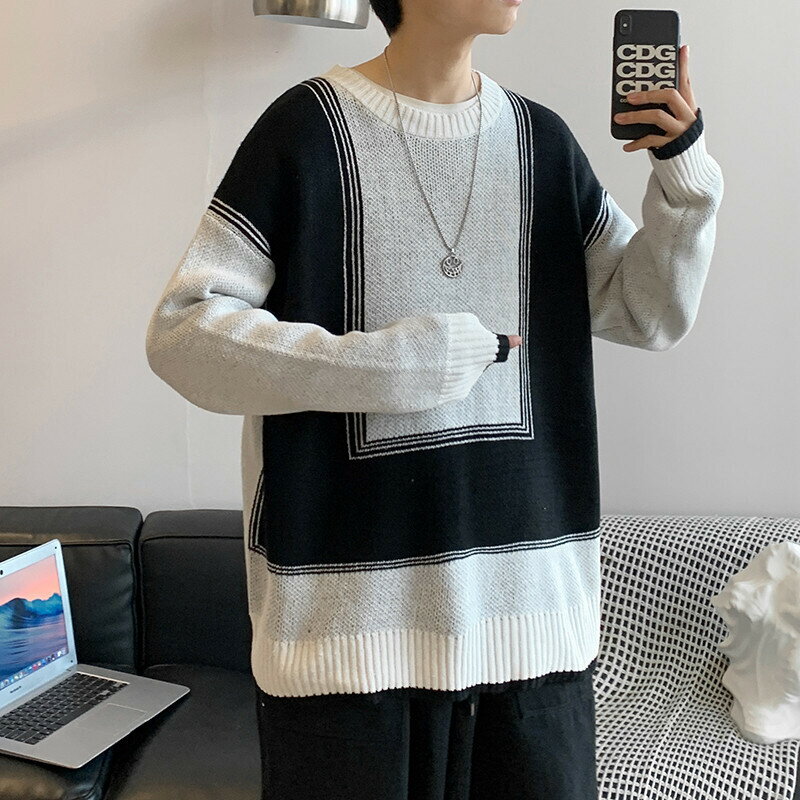 NEW メンズ 秋冬 ゆったり 丸襟 カップル ニット セーターbbq540