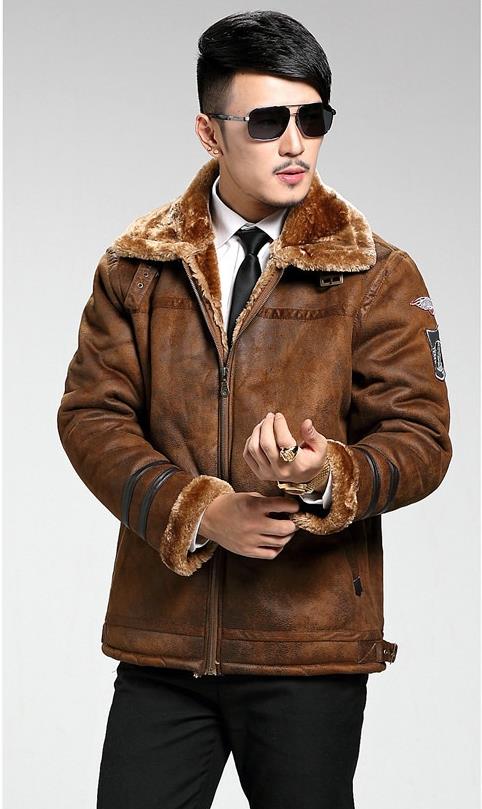 樂天商城 - メンズ ムートンジャケット 防寒 アウター ボアジャケット 裏起毛 フェイクレザー フライトジャケット シープボア コート おしゃれ 暖かい 厚手 冬服 ブラウン ダークブラウン 革ジャン ジャンパー 大きいサイズ M L XL 2XL 3XL 4XL