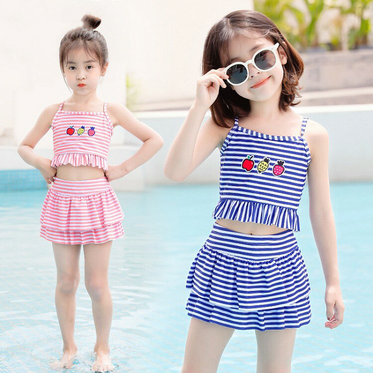 樂天商城 - 水着 キッズ 子供 女の子 ビキニ 2点セット セパレートタイプ フリル水着 ガールズ水着 ジュニア水着 ショットパンツ かわいい水着 学校用 幼稚園 保育園 海 110 120 130 140 150 160