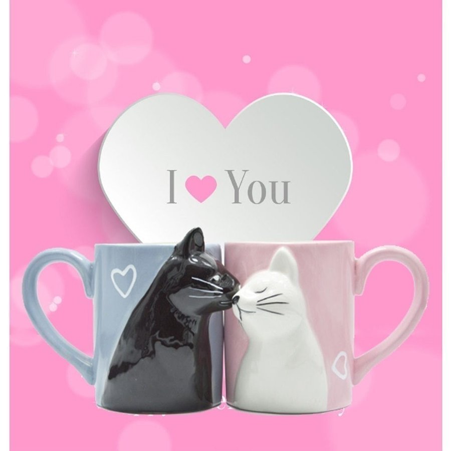 2ピース 高級キス猫カップ カップル セラミックマグカップ 結婚 記念日 朝マグ ペア ミルクコーヒー ティー バレンタインデー