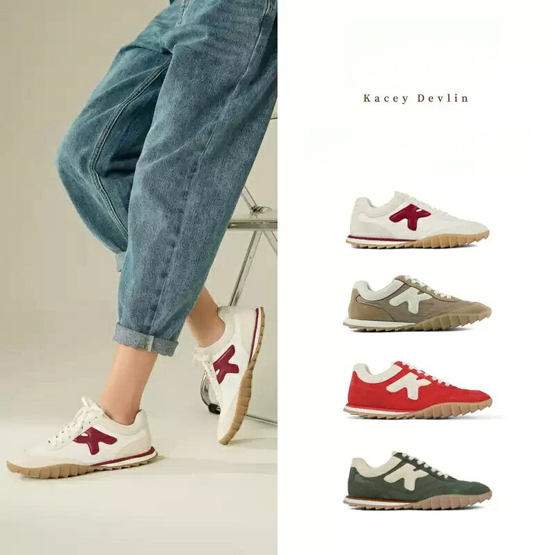樂天商城 - レディーススニーカー ニュージーランド鹿革インソール 羊革裏地 無地デザイン 4色展開 牛革+カーフスエード 軽量 通気性抜群 22.5cm〜25cm対応【KACEY DEVLIN】