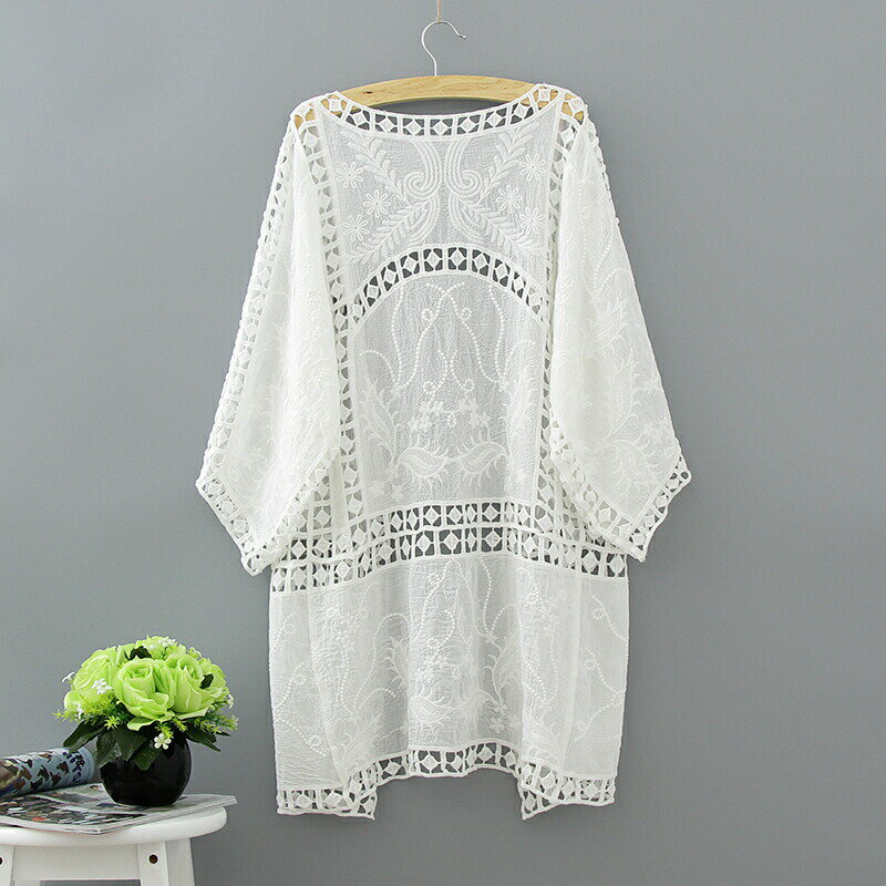 ロングカーディガン レース レディース 夏 長袖 大きいサイズ 薄手 ゆったり UVケア 日焼け対策 紫外線(4)