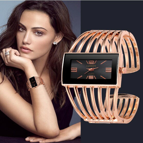 女性バングルブレスレット時計　高級女性ポインターウォッチ　高品質レディース時計　ドレス時計　女性用腕時計　ギフト