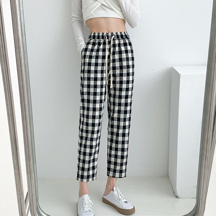 樂天商城 - チノパンツ レディース ズボン ロングパンツ テーパード S~XL大きいサイズ 春 夏 ボトムス パンツ ロング丈 ハロンパンツ レギンスパンツ 9分丈 ウエストゴム 綿混 コットン混紡 ゆったり ボーダー柄 メール便送料無料