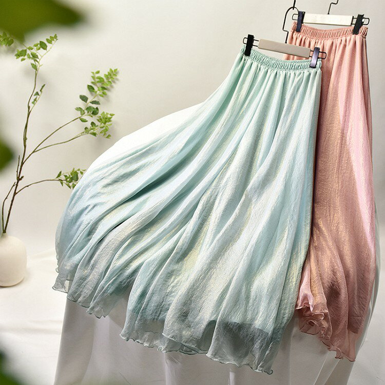 樂天商城 - ワイドパンツ レディース パンツ ボトムス シフォン ウエストゴム ゆったり 春 春夏 夏 大きいサイズ きれいめ キラキラ 涼しい 楽ちん 体型カバー出来て 着心地も抜群 カジュアル メール便送料無料