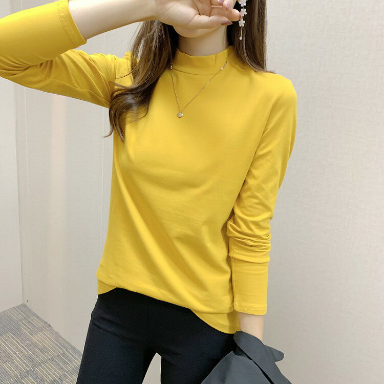 樂天商城 - tシャツ レディース 長袖 秋冬 コットン混紡 シンプル 無地 定番 着回し ゆったり M~XL大きいサイズ Tシャツ ベーシック カットソー カジュアル ジュニア アウター クルーネック セレブファッション 黒 緑 灰色 赤 白 桃色 黄色い 青