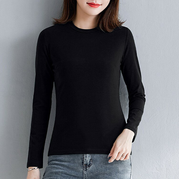 樂天商城 - Tシャツ 長袖 無地 秋冬 レディース 定番 大きいサイズ クルーネック ストレッチ素材 カットソー tシャツ トップス シンプル ベーシック コットン おしゃれ 上品 フェミニン 着痩せ 美ライン インナー 春 秋冬メール便送料無料