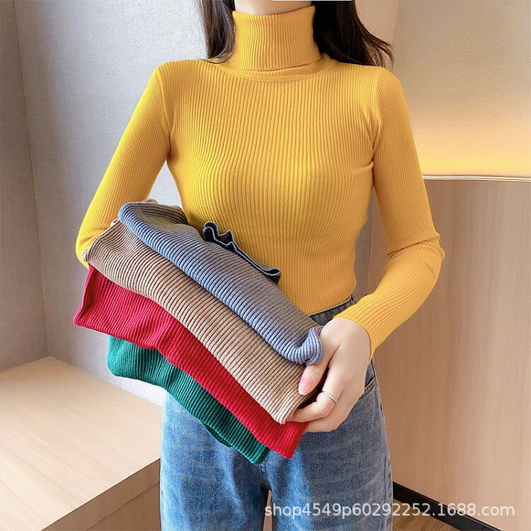 Rakuten - レディース カジュアル ニットトップス タートルネック リブニット 長袖 トップス フリーサイズ 20色展開 春 秋 冬 シンプル 着回し レディースファッション