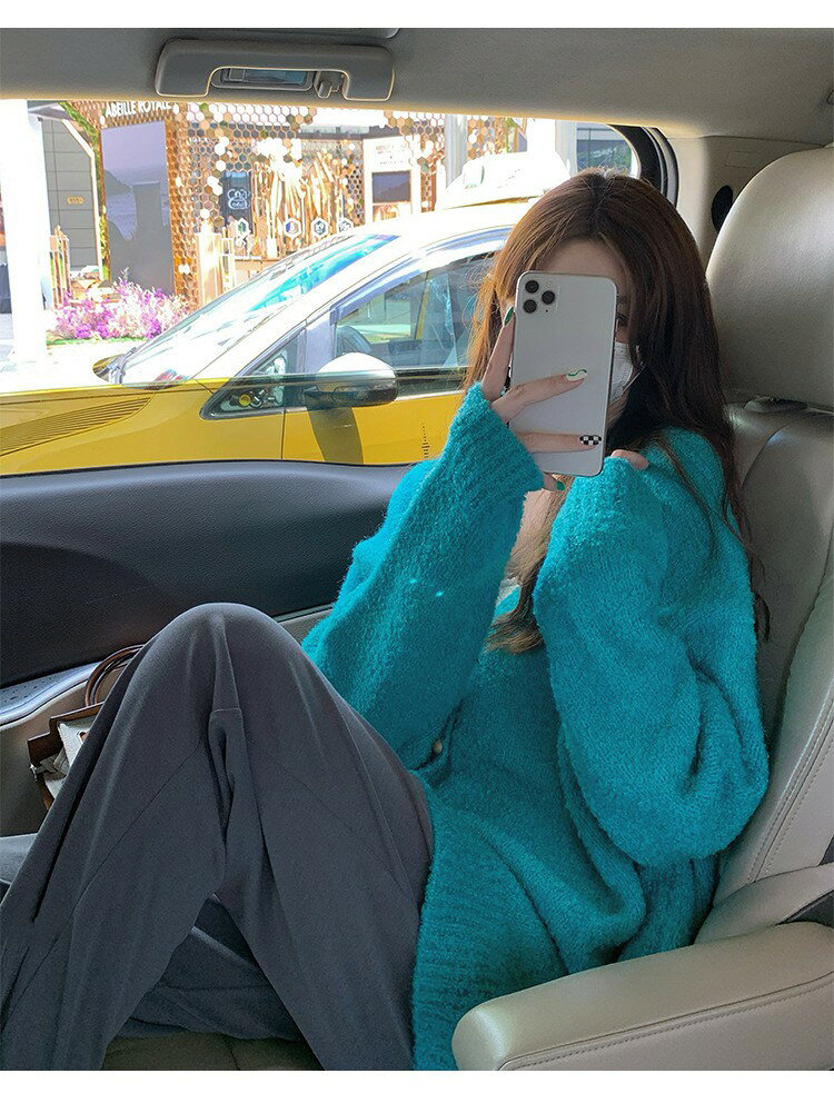 カーディガン ニットセーター 秋冬 レディース大きいサイズ ゆったり 学生 長袖 無地 ロング 美シルエット 定番 トップス