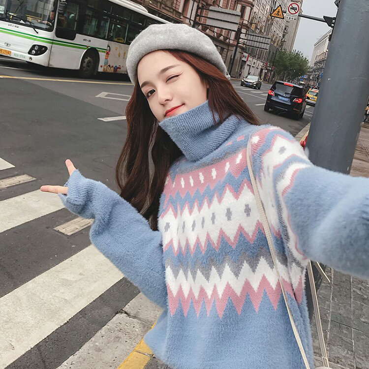 ニットセーター カットソー 秋冬 長袖 トップス ベーシック ボーダー レディース 定番 ハイネック ゆっ..