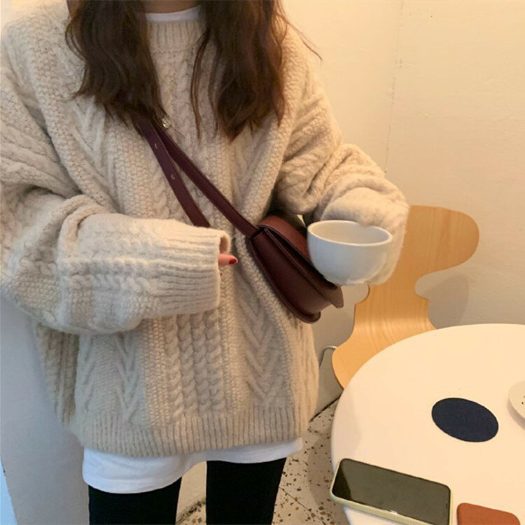 Rakuten - ニットセーター カットソー 秋冬 長袖 トップス 無地 レディース 定番 クルーネック ゆったり フリーサイズ シンプル おしゃれ 厚手 可愛い 防寒 あったか おすすめ カジュアル 重ね着送料無料