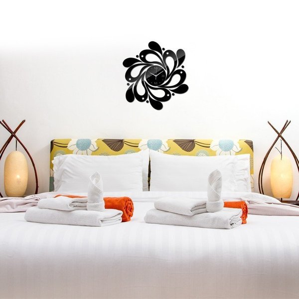 壁掛け時計 3D 鏡 ミラー フラワー 北欧モダン [2]