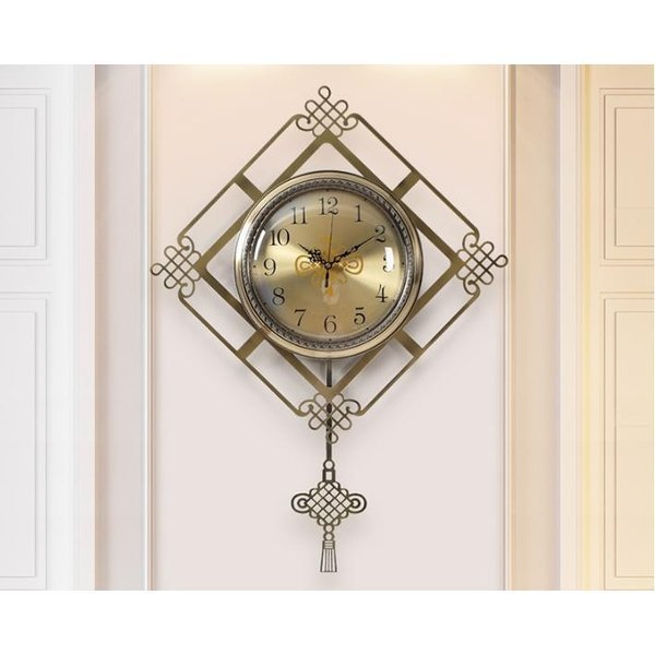 Luxury, high-quality, modern Chinese-style metal wall clock for living room, home, Chinese-style clock, atmospheric, silent, creative, retro quartz clock.