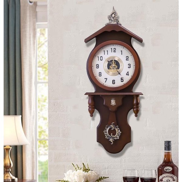 樂天商城 - 高級高品質 壁掛け時計 無垢材 機械式時計 居間 クリエイティブ 中式 シンプル 振り子時計 レトロ デコレーション 壁グラフ