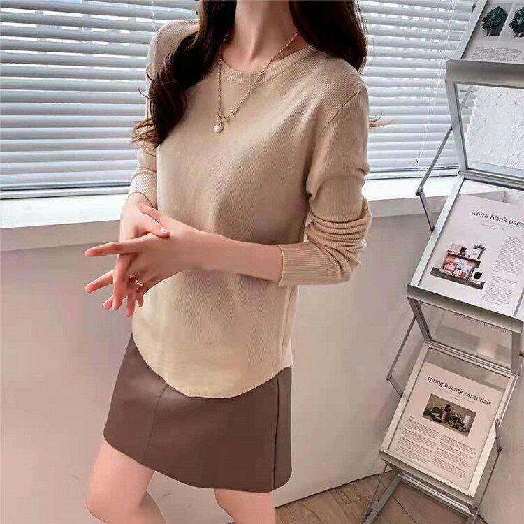 樂天商城 - ニットトップス レディース 秋冬新作 長袖トップス 上品ブラウス ロング丈ニットソー プルオーバー ゆったりセーター オシャレ メール便送料無料