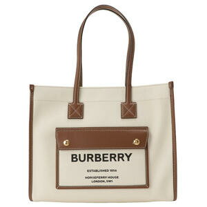 バーバリー BURBERRY 8044138 A1395 ツートン キャンバス＆レザー スモール フレヤトートバッグ ショルダーバッグ ナチュラル/タン レディース メンズ ユニセックス SM POCKET DTL