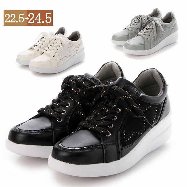 厚底スニーカー レディース 軽量ふかふか アーチサポート インソール サイドファスナー