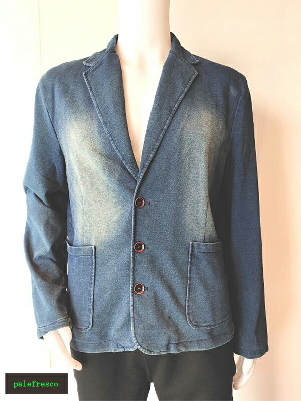 palefresco ダメージ加工 シングルジャケット メンズ アウター (インディゴ)