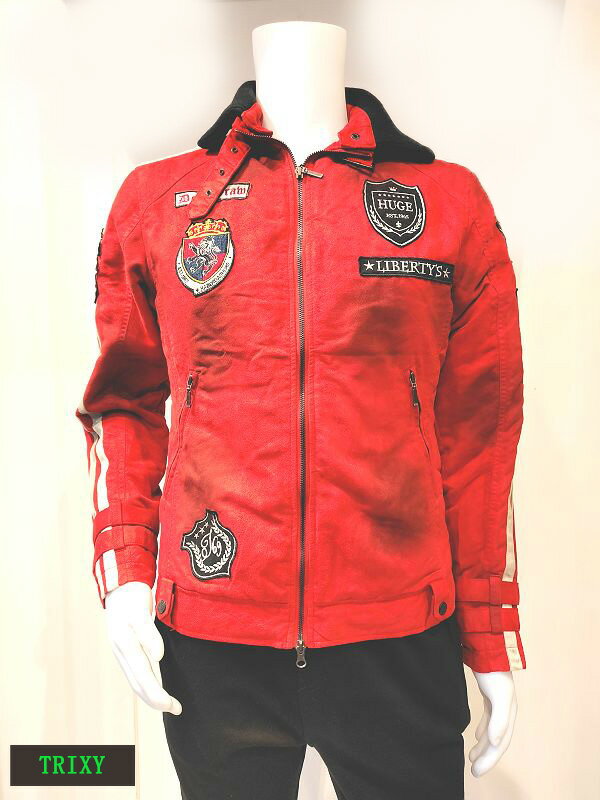 TRIXY トリクシー ワッペン アンティーク加工 ブルゾン メンズ アウター (レッド)