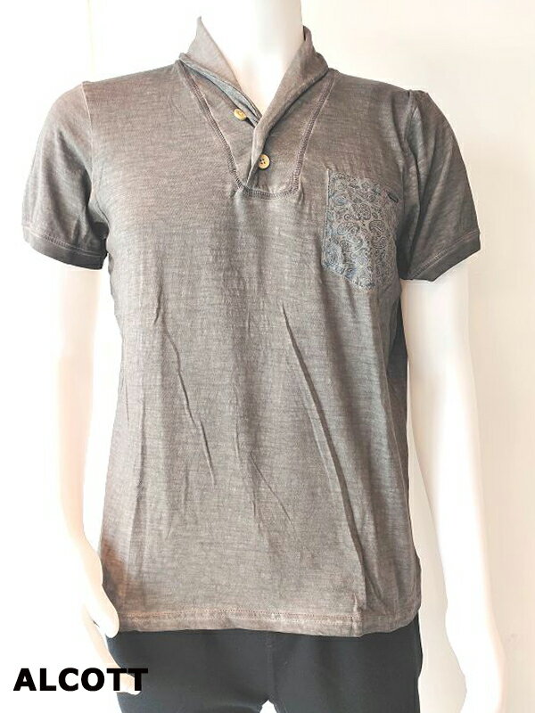 アルコット ALCOTT インポート 半袖ポロシャツ 半袖Tシャツ カットソー メンズ トップス 綿100％ コットン100％ (グレー)
