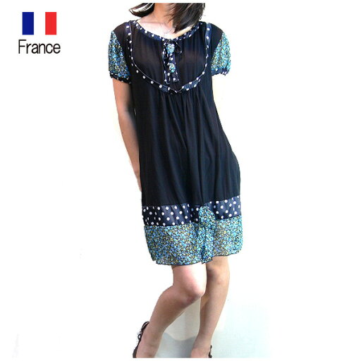 ZONE BLEUE フランス製 インポート レイヤードドット柄ワンピース 半袖ワンピ レディースワンピース (3色) ZONE BLEUE フランス製 インポート レイヤードドット柄ワンピース 半袖ワンピ レディースワンピース (3色)