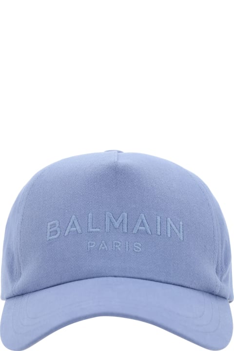 Balmain のコットン ベースボール キャップ、調節可能なバック クロージャー、前面にコントラストのある象徴的なブランドのモノグラム刺繍。素材構成: 100% % コットン