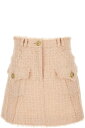 Balmain スカート ウールブレンド ライトピンク フレイド ツイード ミニスカート ウィメンズ
