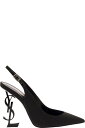 Saint Laurent ハイヒール 「opyum」スエード ウーマンのカサンドル ヒール付きブラック スリングバック パンプス