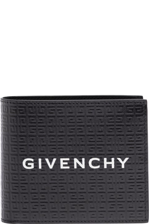 Givenchy 財布 メンズ 4g ブラック レザー 二つ折り財布 ロゴプリント付き