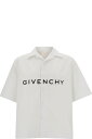 Givenchy シャツ コットンマンのコントラストロゴレタリングプリント付きホワイトボウリングシャツ(4)