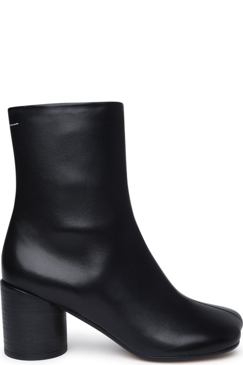 MM6 Maison Margiela ブーツ ブラック レザー アンクル ブーツ