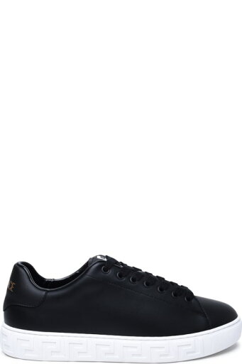 Versace スニーカー ブラック レザー スニーカー Versace スニーカー ブラック レザー スニーカー