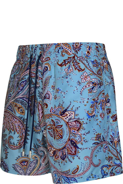 Etro スイムトランクス ライトブルーのポリエステル水着