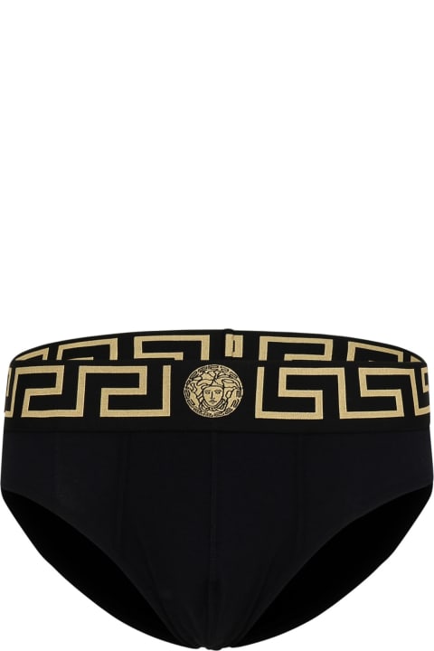 Versace ショーツ ブラック コットン ブリーフ