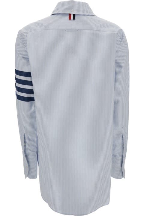 Thom Browne シャツ コットンウーマンの4barディテール付きライトブルーストライプシャツ
