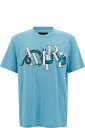 AMIRI シャツ コットンマンのドラゴンロゴプリント付きライトブルーTシャツ