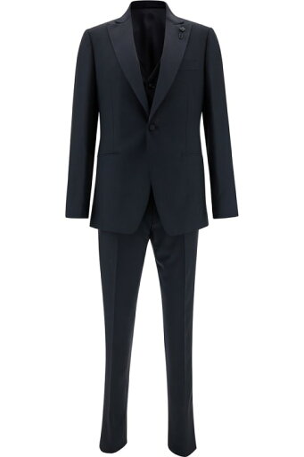 Lardini スーツ ウールマンのピークリバース付きブルーのシングルブレストスーツ Lardini スーツ ウールマンのピークリバース付きブルーのシングルブレストスーツ