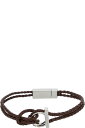 Ferragamo ブレスレット 編み込みレザーマンのガンチーニバックル付きブラウンブレスレット(4)