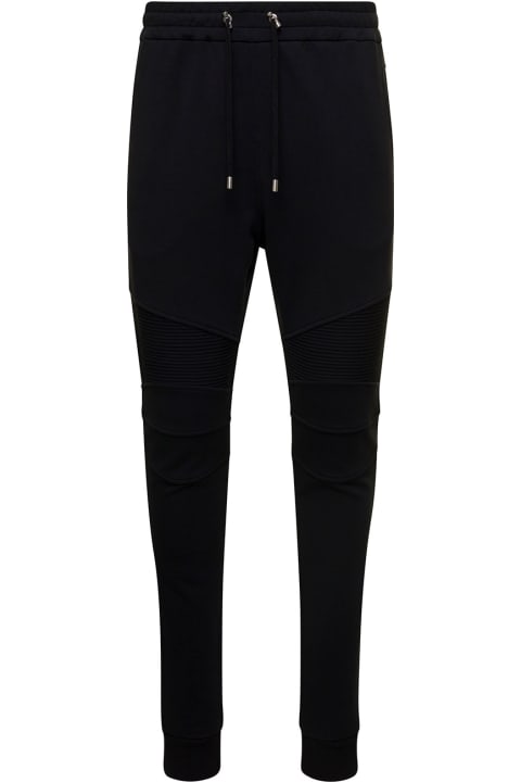 Balmain スウェットパンツ コットンマンのドローストリング付きブラックジョガー