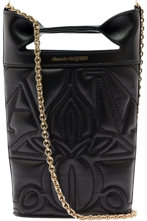 Alexander McQueen トートバッグ 「the Bow」レザー キルティング ディテール付きブラック バケット バッグ 女性