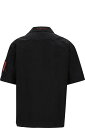44 Label Group シャツ コットンデニムマンのロゴパッチ付きブラックボウリングシャツ