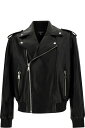 Balmain レザージャケット レザーウーマンのリバースカラー付きブラックバイカージャケット